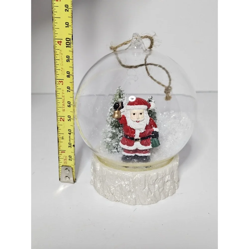 Vintage Santa Claus Snow Globe Ornament Glass Christmas Tree Hanging Bauble Faux